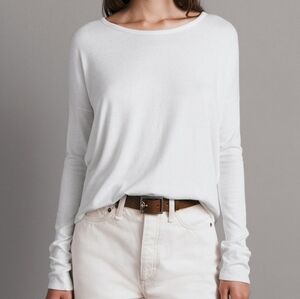 Rag & Bone The Knit Long Sleeve Shirt Scoop Neck Knit White Medium M